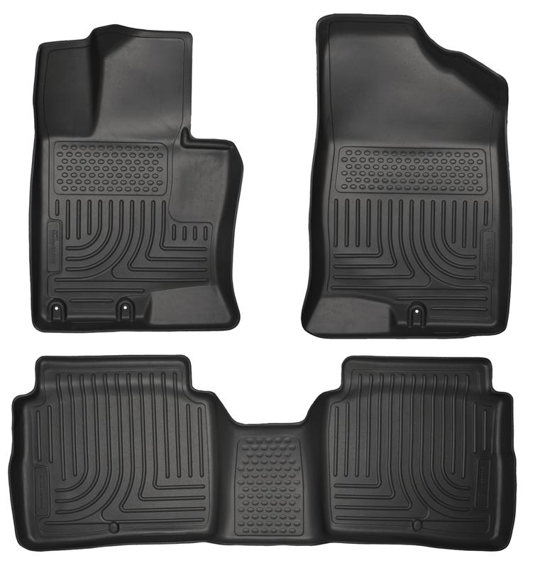 Kia Optima Floor Liners - Front + Rear - Husky Liners - WeatherBeater - Black - `11-`14